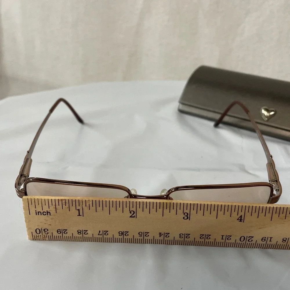 Vintage Y2K Carolee Copper Metal Rectangular Eyeglasses Frames Only with Case